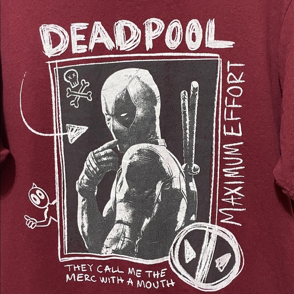 Deadpool Men's Graphic Maroon T-Shirt. Very Good Condition. Size XL. - Picture 2 of 8
